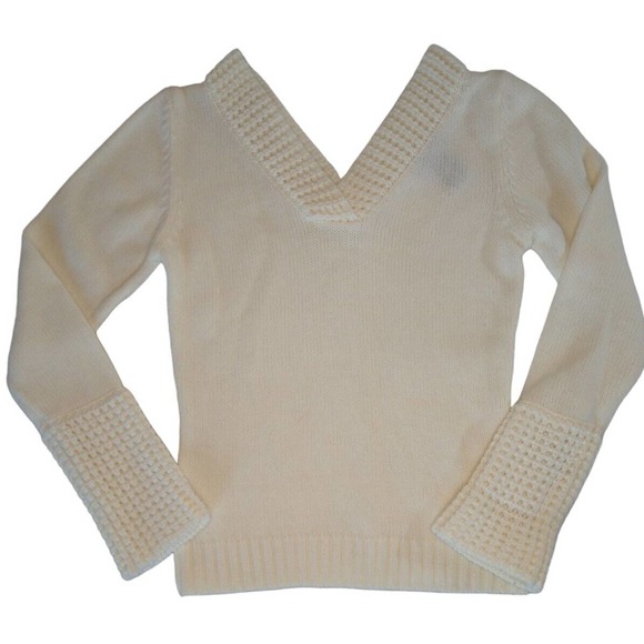 Y2K Rubber Doll V Neck Off Shoulder Knit Sweater - Picture 2 of 8